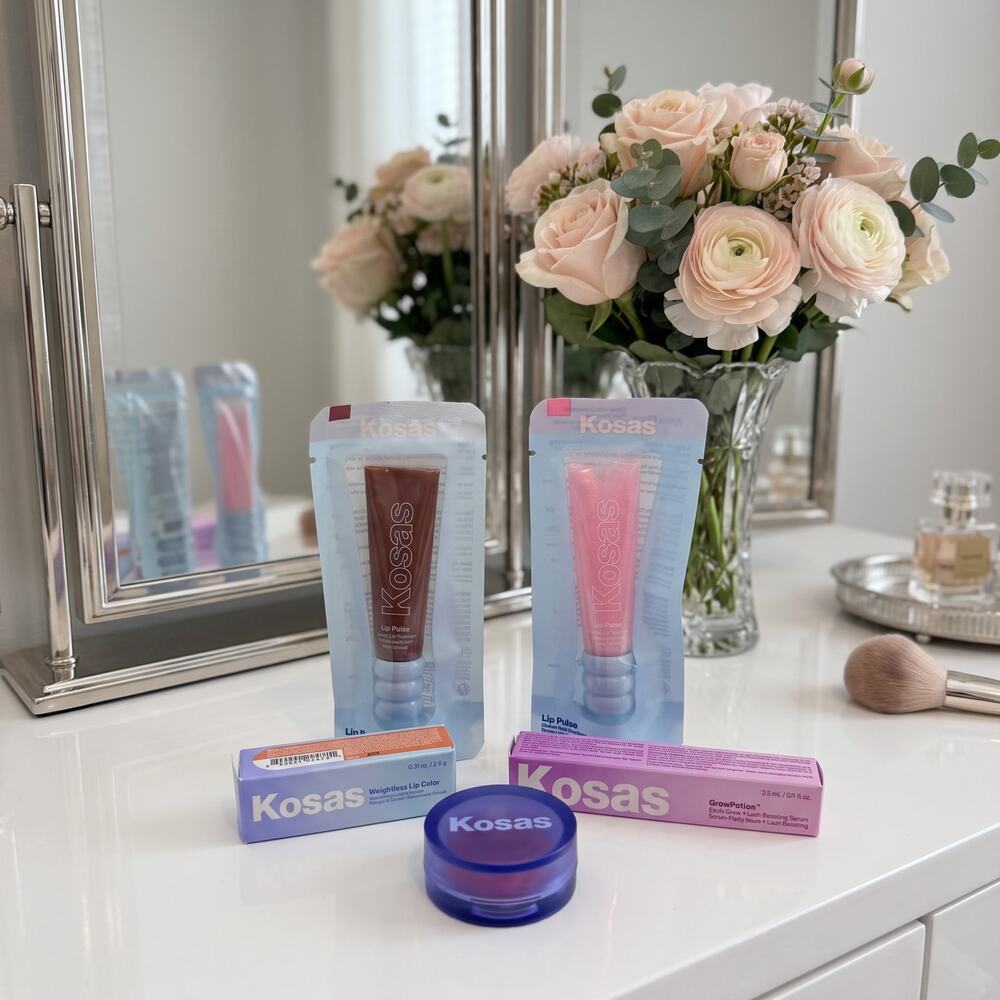Kosas 5 Piece Makeup Bundle Lip Pulse Blush Lipstick GrowPotion New - MSRP $137+